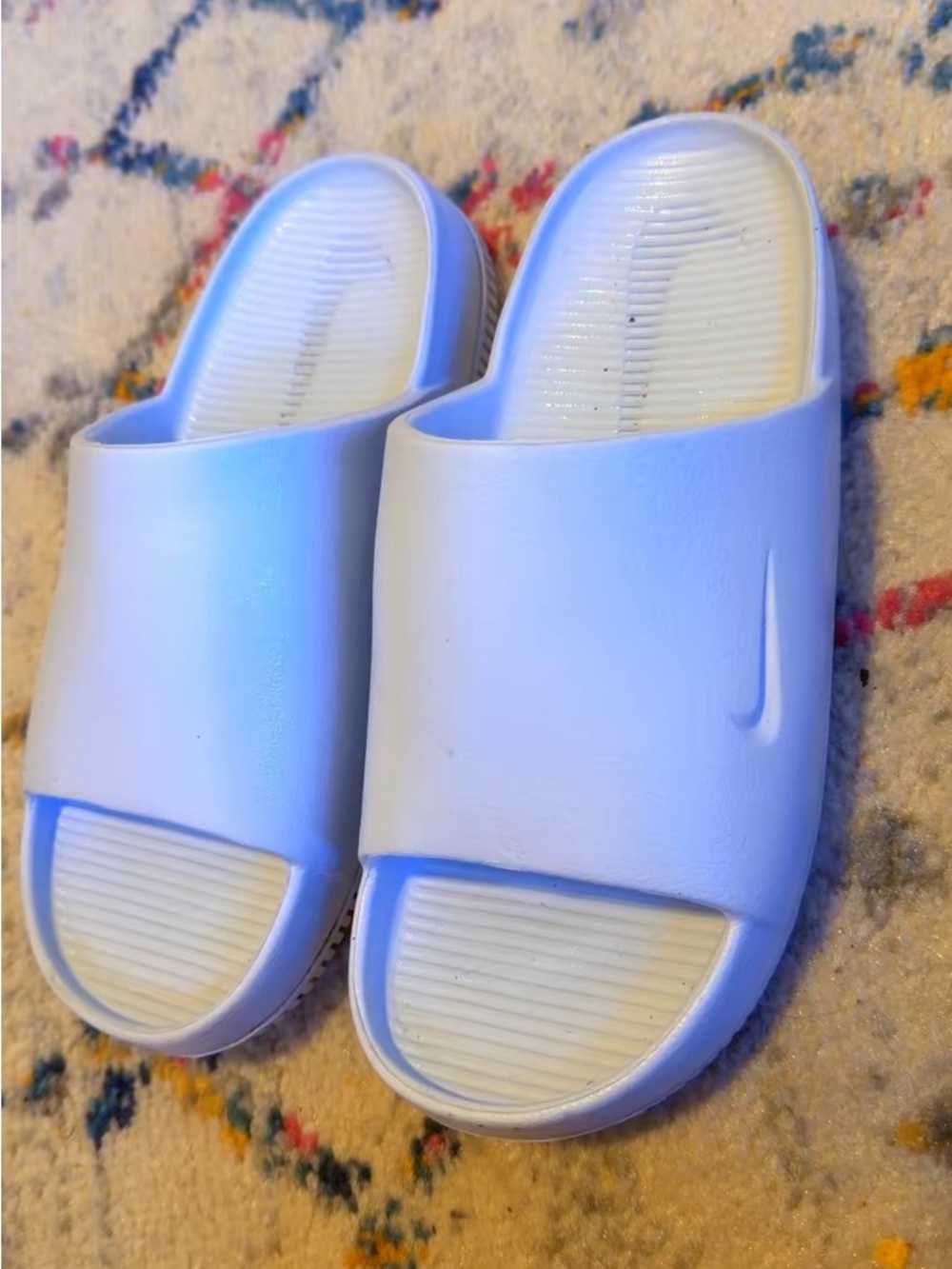 Nike Kids White Slide Sandals with Signature Swoosh